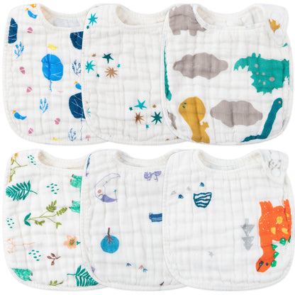 Zainpe 6Pcs Snap Muslin Cotton Baby Bibs