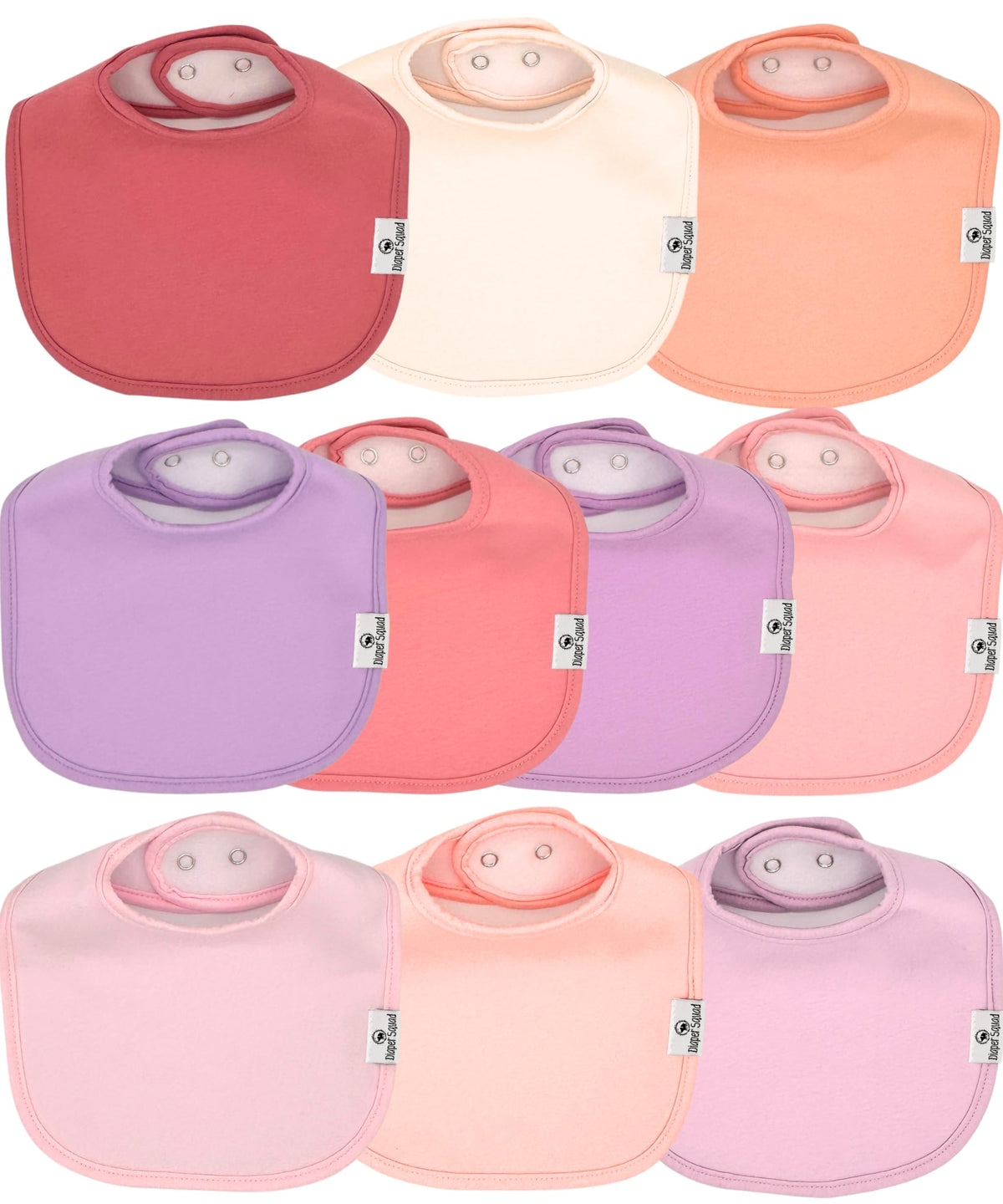 Diaper Squad 10-Pack Organic Cotton Baby Bibs for Baby Boy, Girl