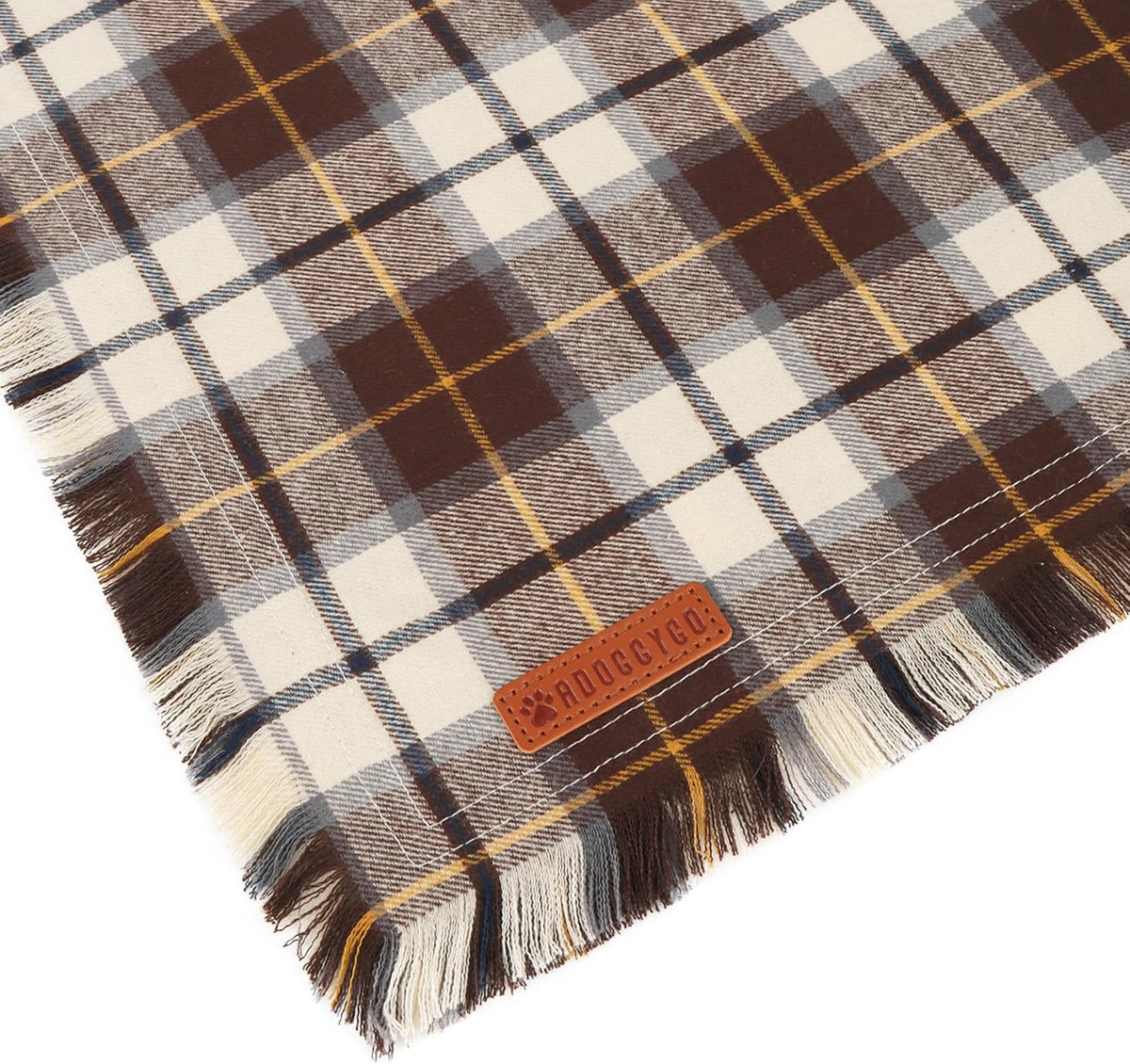 ADOGGYGO Fall Dog Bandana, Brown Plaid Thanksgiving Bandanas for Dogs, S
