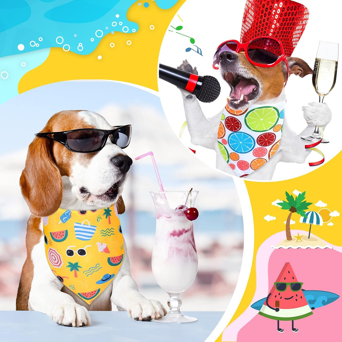 Frienda 20 Pcs Summer Spring Dog Bandanas Hawaiian Style Washable Triangle Pet Bibs Assortment Puppy Kerchief Accessories for Small Medium Pets Dogs Cats(X-Large)