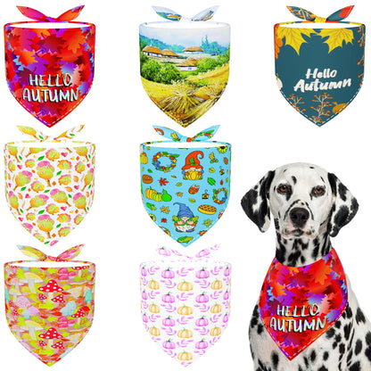 Paisley Dog Bandanas Bulk for Medium Dogs Sewn Edge 7 Pack M
