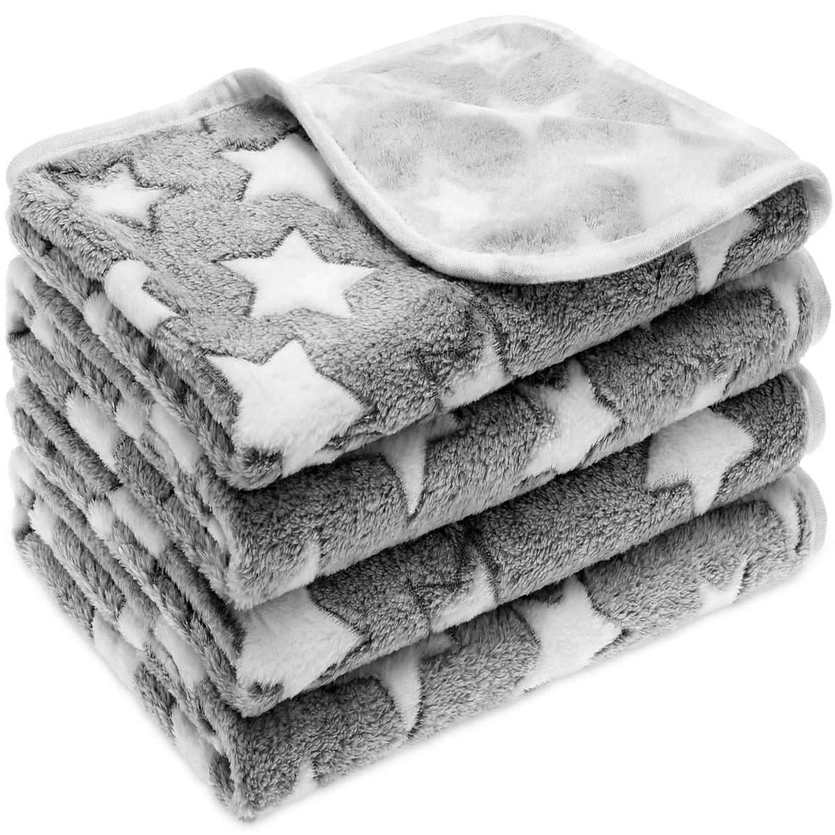 Tatuo 4 Pcs Fleece Dog Blankets for Puppy Cat, Mixed, 24 x 16 in, Paw