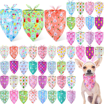 Preboun 50 Pcs Fall Dog Bandanas Bulk, Autumn Pumpkin Maple Leaves Pattern