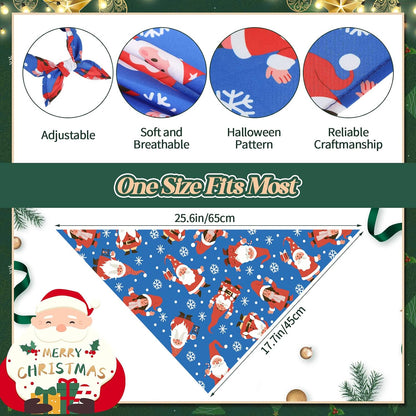 Sanwuta 60 Pcs Christmas Dog Bandanas Bulk Xmas Pet Bib Scarf, Santa Medium