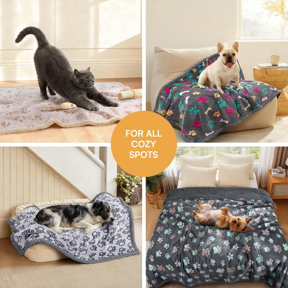 Luciphia Waterproof Dog Blanket Reversible Sherpa Fleece for Small Dogs Cat