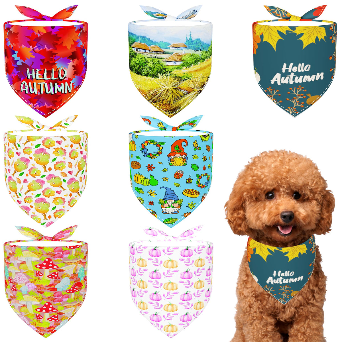 Paisley Dog Bandanas Bulk for Medium Dogs Sewn Edge 7 Pack M