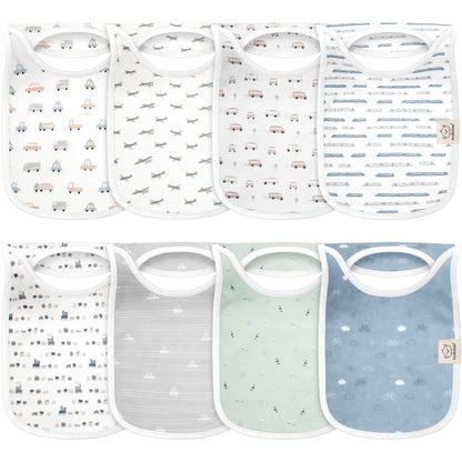 KeaBabies 8-Pack Bibs for Baby Girls, Boys Pullover Baby Bibs 6-36M (Brick)