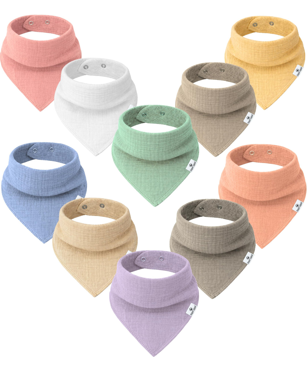 Diaper Squad 10-Pack Organic Cotton Baby Bibs for Baby Boy, Girl