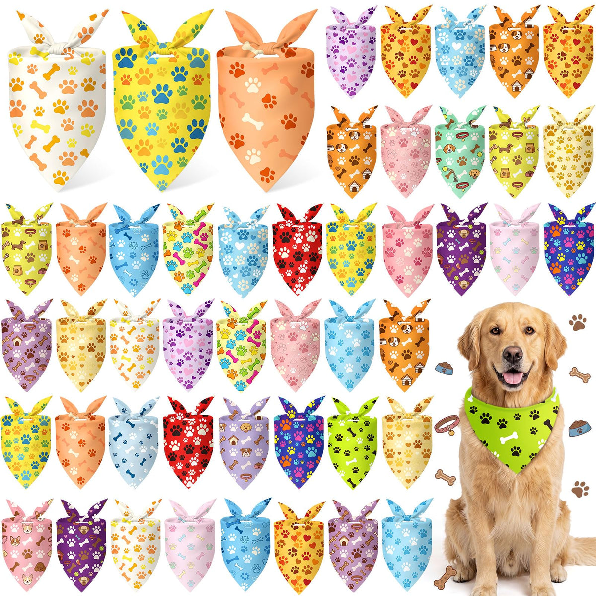50 Pcs Fall Plaid Dog Bandanas Bulk Autumn Gingham Check Pattern