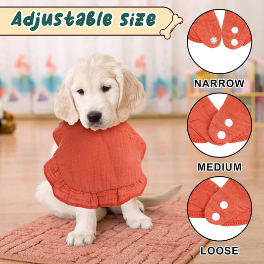 Shinylin 8 Pcs Muslin Cotton Square Bandanas Reversible Pet Bibs Scarf Pet Scarves with Two Snaps Apparel Accessories Kerchief for Small to Medium Puppy Cat(Classic Color)