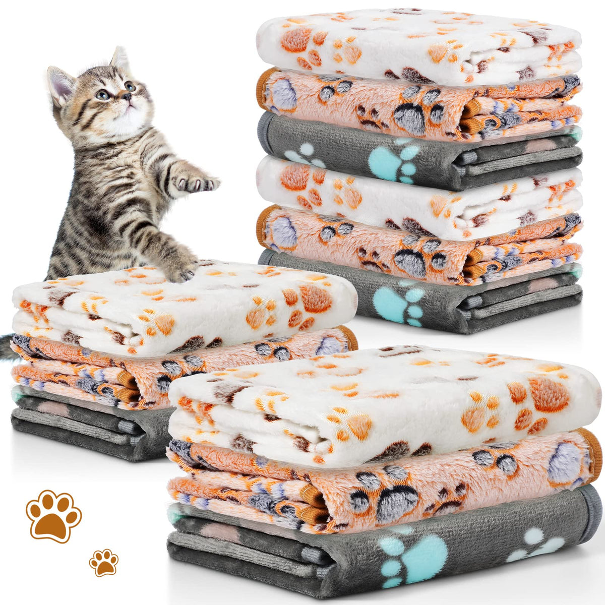Tegeme 12 Pcs Puppy Blanket for Cat, 30 x 20 Inch White