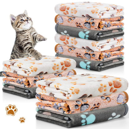 Tegeme 12 Pcs Puppy Blanket for Cat, 30 x 20 Inch White