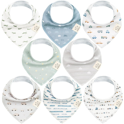 KeaBabies 8pk Organic Baby Bandana Bibs for Drooling Teething, Pets & Paws