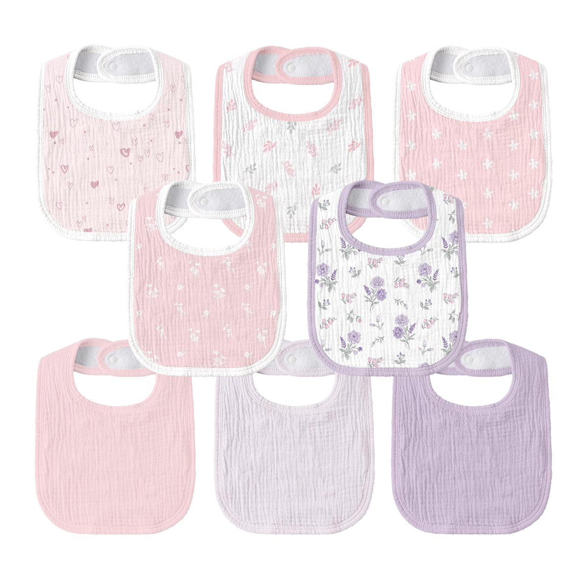 Muslin Bibs for Baby Girl, Adjustable Fit for Drooling and Teething Toddler
