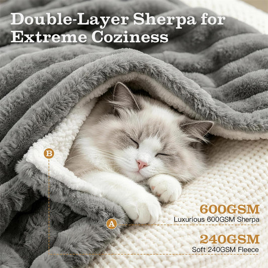 Dog Blanket for Small Dogs, Soft Rabbit Fur Puppy Blanket 25x35 Grey