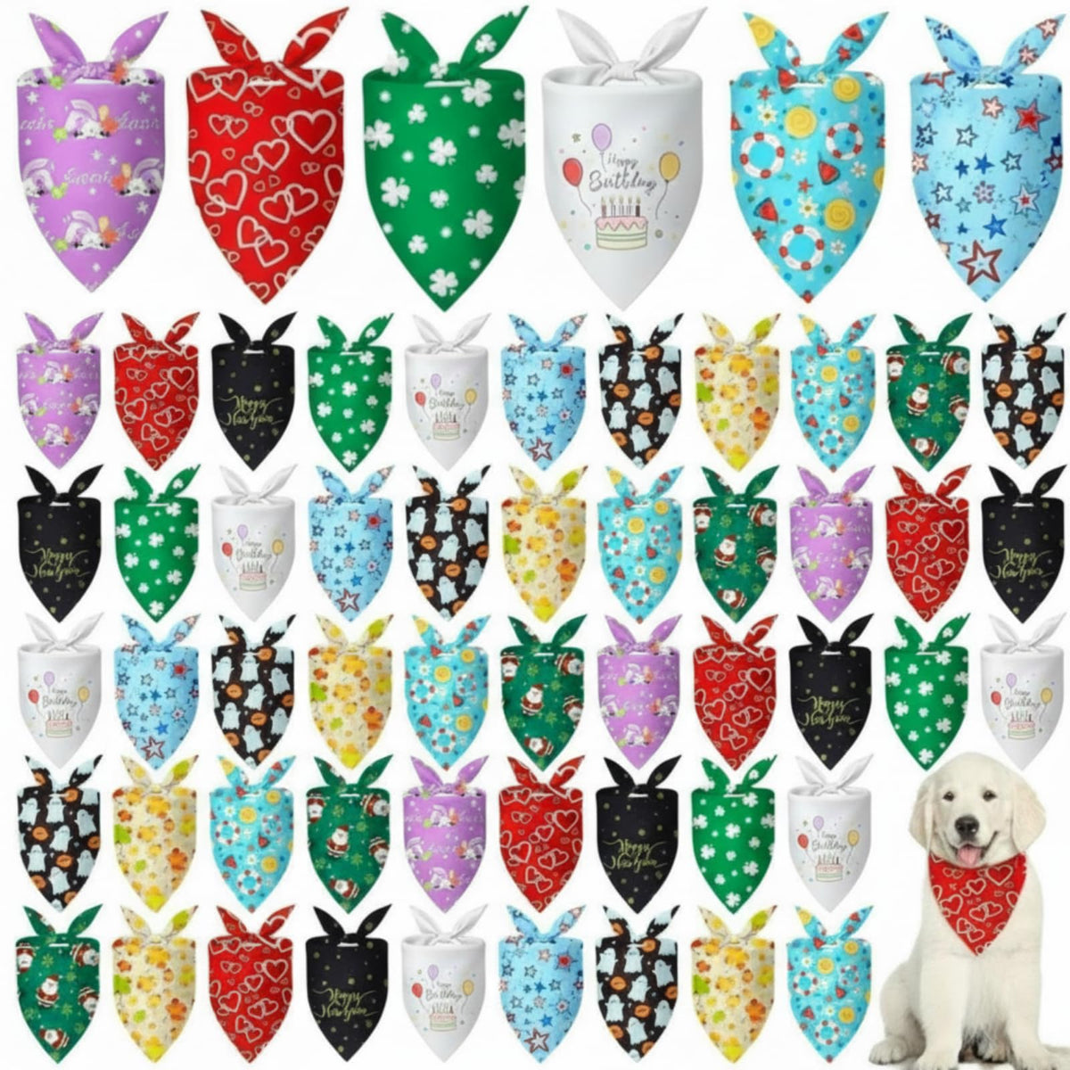 Weewooday 50 Pcs Fall Dog Bandanas Bulk for Autumn Pet Soft Bibs Adjustable Squirrel Fox Hedgehog Kerchief Bandana for Small Medium Large Grooming Accessories (Fall Animals, 25.6 x 17.7 x 17.7 Inch)