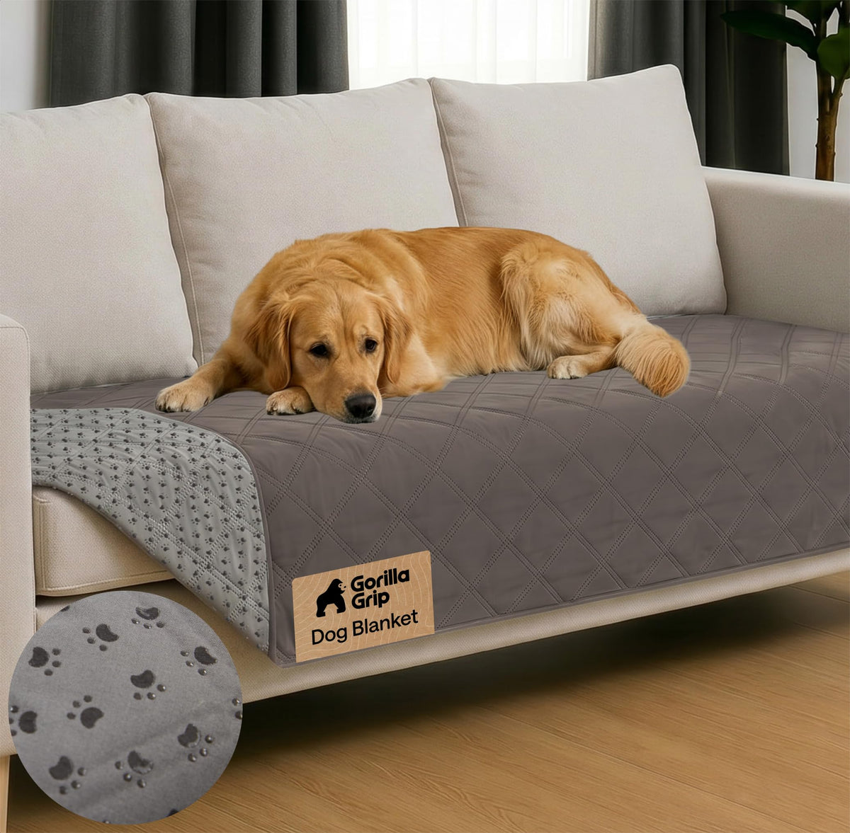 GORILLA GRIP® Waterproof Dog Blanket, Couch Cover for Dogs, 82x102 Charcoal