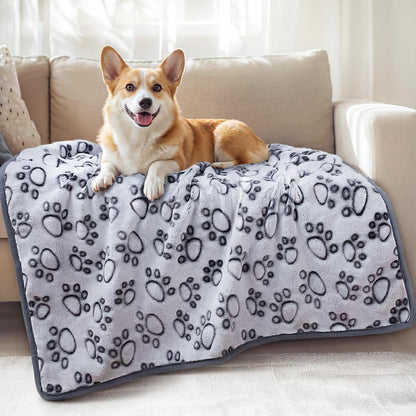 Luciphia Fluffy Paw Print Dog Blanket Large/Medium/Small, Soft Fleece Throw