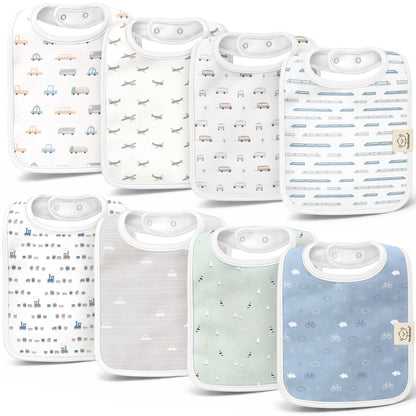 KeaBabies 8-Pack Organic Baby Bibs for Boys, Girls Drool Bibs (Dew)