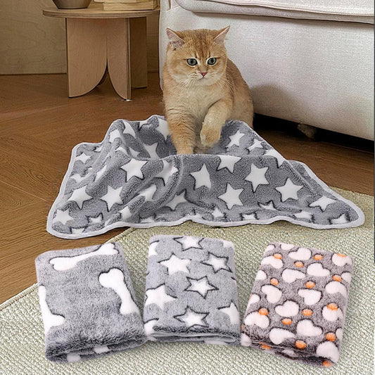 MIWOPET 3 Pack Fleece Pet Blankets Warm Bed Throw for Dogs & Cats 30x20in