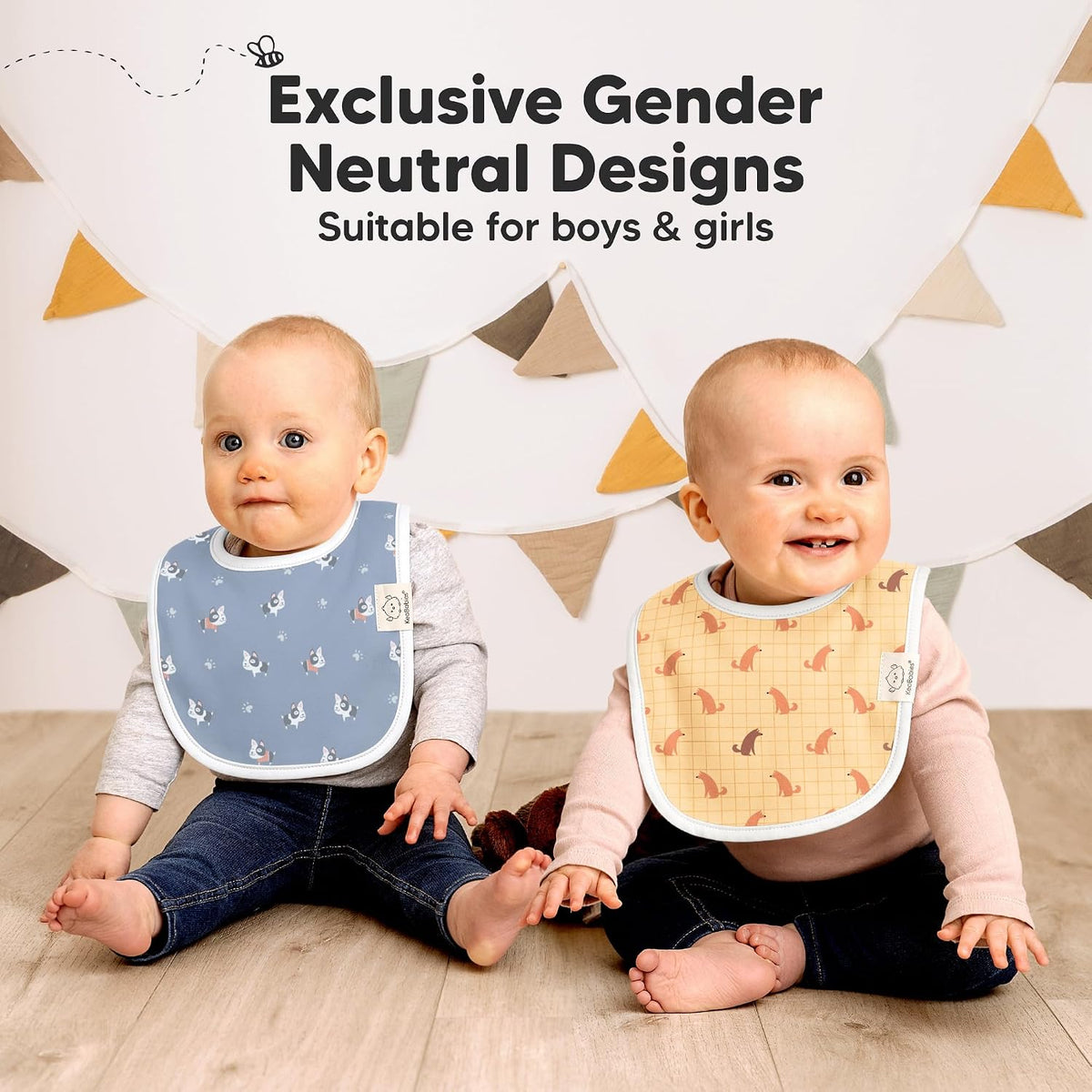 KeaBabies 8-Pack Organic Baby Bibs for Drooling and Teething (Pets & Paws)