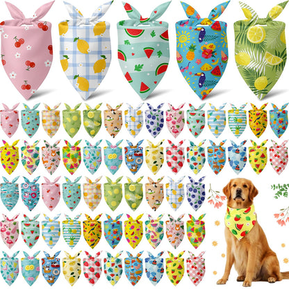 Sanwuta 60 Pcs Christmas Dog Bandanas Bulk Xmas Pet Bib Scarf, Santa Medium
