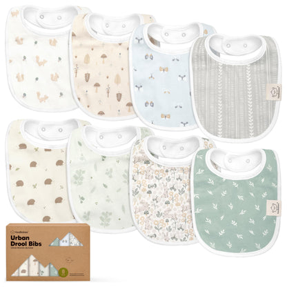 KeaBabies 8-Pack Organic Baby Bibs for Drooling and Teething (Pets & Paws)