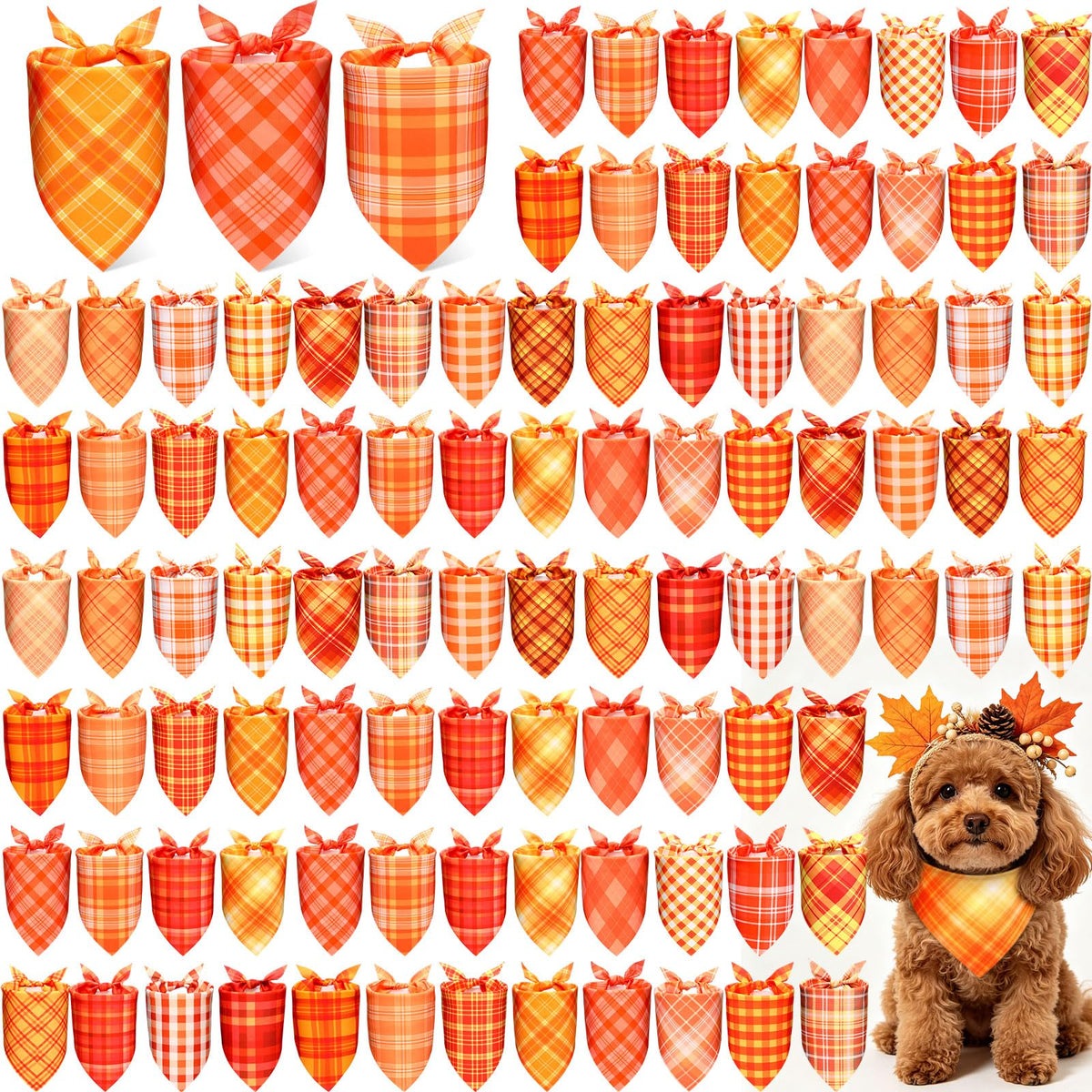 Abbylike 100 Pcs Halloween Dog Bandanas Bulk Cute Dog Paw Prints Pattern