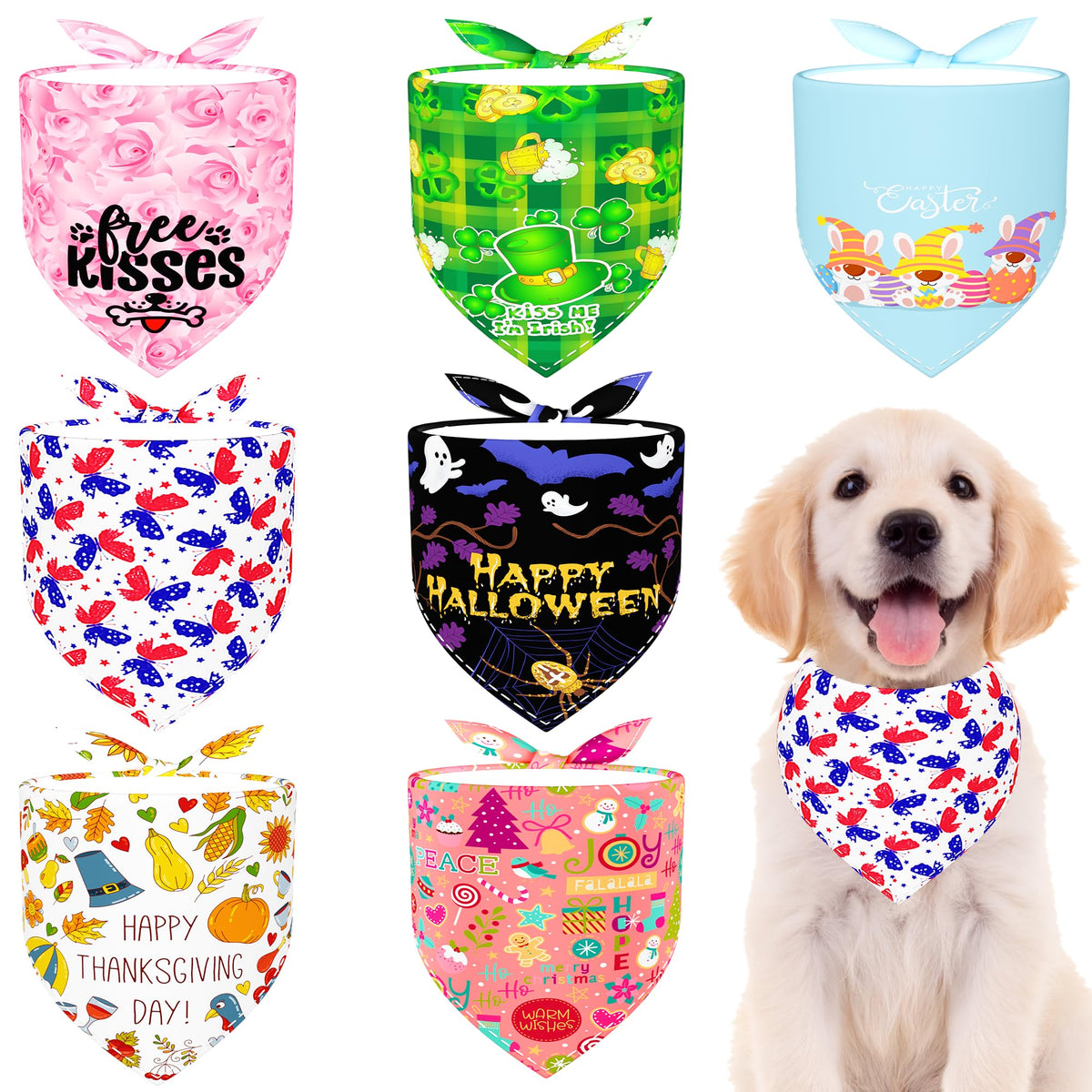 Paisley Dog Bandanas Bulk for Medium Dogs Sewn Edge 7 Pack M