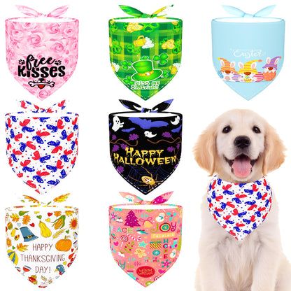 Paisley Dog Bandanas Bulk for Medium Dogs Sewn Edge 7 Pack M