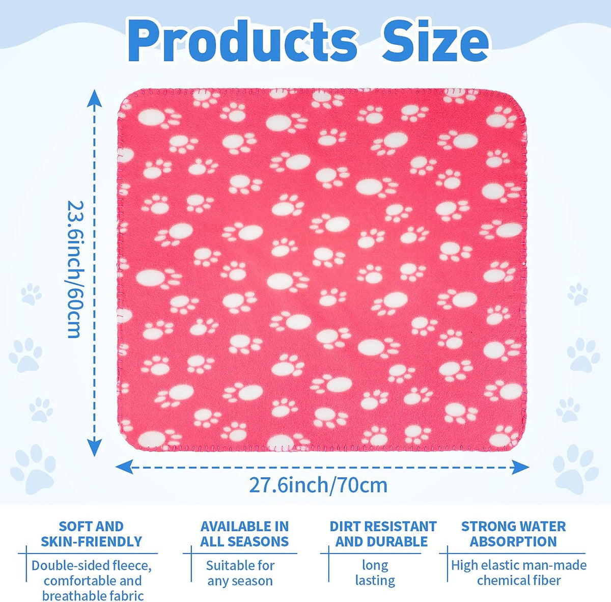 Tatuo 10 Pcs Puppy Blanket for Dog Cat, 24 x 28 Inch, Bright Color