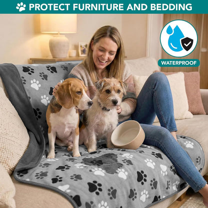PetAmi Waterproof Dog Blanket, Leakproof Pee Proof Cat Blanket, 40x60 Paw