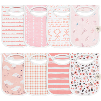 KeaBabies 8-Pack Bibs for Baby Girls, Boys Pullover Baby Bibs 6-36M (Brick)