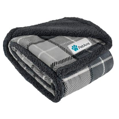 PetAmi Dog Blanket for Medium Small Pet Cat Puppy, 60x40, Plaid Dark Gray