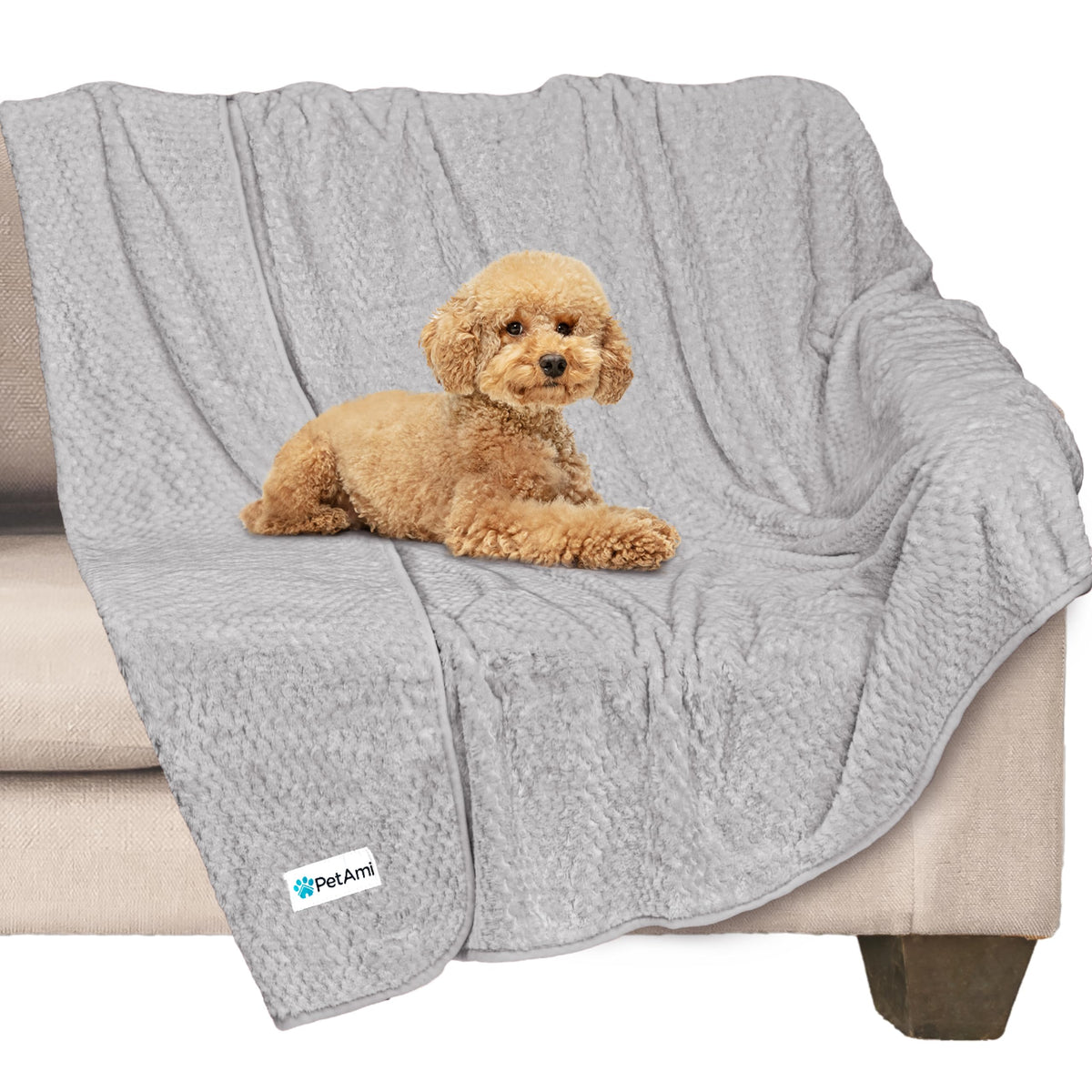 PetAmi Waterproof Dog Blanket, Leakproof Pet Throw, Twin 60x80 Taupe Beige