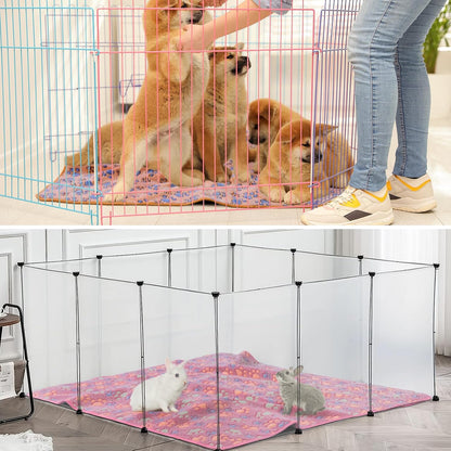 Panelee 36 x 36 Inch 4 Pcs Waterproof Dog Blankets Paw Print for Whelping
