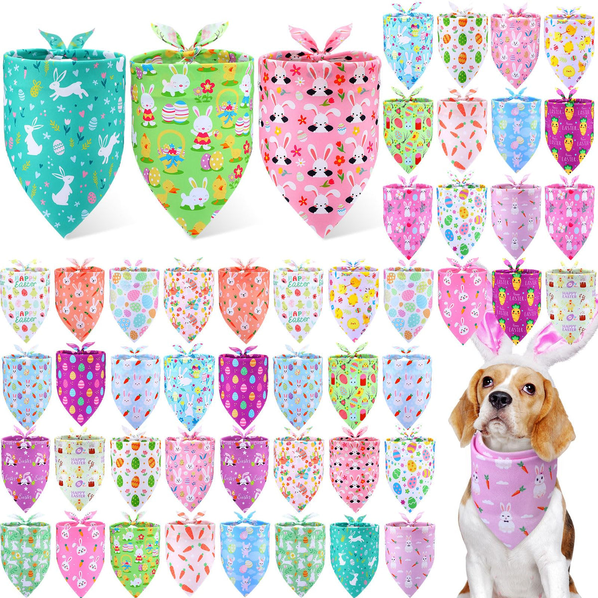 Preboun 50 Pcs Fall Dog Bandanas Bulk, Autumn Pumpkin Maple Leaves Pattern