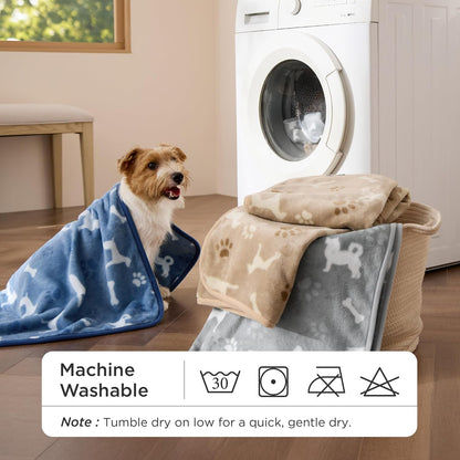 Bedsure Dog Blanket for Small Dogs Puppy, Flannel Fleece, 3-Pack 23x16