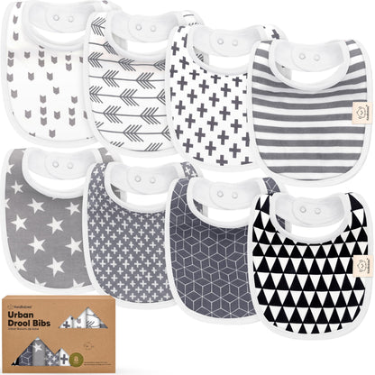 KeaBabies 8-Pack Organic Baby Bibs for Drooling and Teething (Pets & Paws)