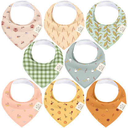 KeaBabies 8pk Organic Baby Bandana Bibs for Drooling Teething, Pets & Paws
