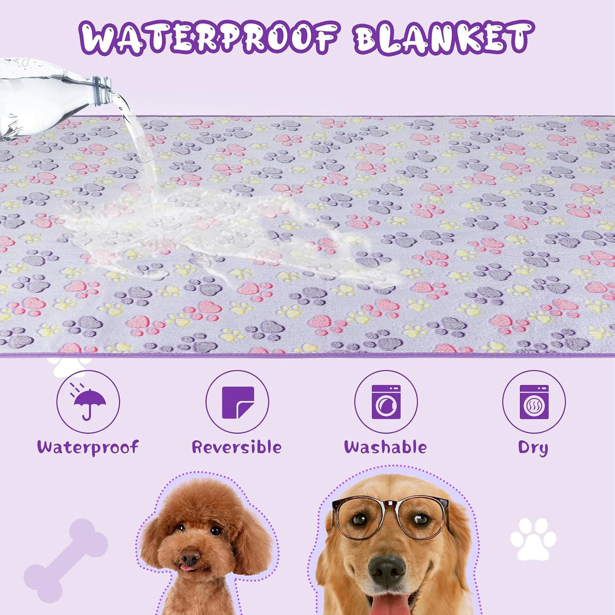 YUEPET 2 Pack Puppy Waterproof Blankets for Small Dogs, Dog Blanket 23"x16"