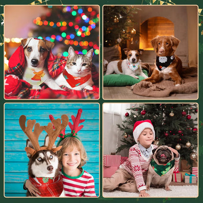 Sanwuta 60 Pcs Christmas Dog Bandanas Bulk Xmas Pet Bib Scarf, Santa Medium