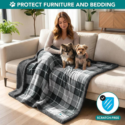PetAmi Dog Blanket for Medium Small Pet Cat Puppy, 60x40, Plaid Dark Gray
