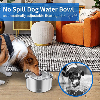 Kactoily 3L/101oz Dog Water Bowl Stainless Steel Slow Water Bowl for Dog
