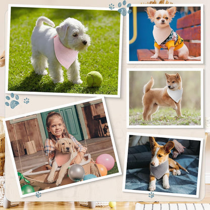 10 Pcs Muslin Cotton Triangle Dog Bandanas Reversible Pet Bibs Scarf Dog Scarves with Two Snaps Apparel Accessories Kerchief for Small to Medium Puppy Cat(Warm & Neutral Color)