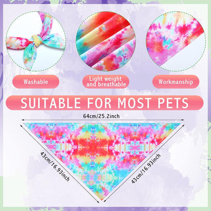 Weewooday 20 Pcs Dog Bandanas Washable Triangle Scarf, Tie Dye, L Size