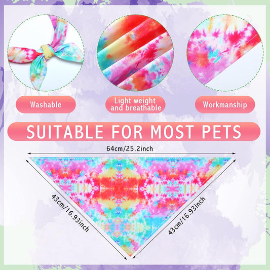 Weewooday 20 Pcs Dog Bandanas Washable Triangle Scarf, Tie Dye, L Size