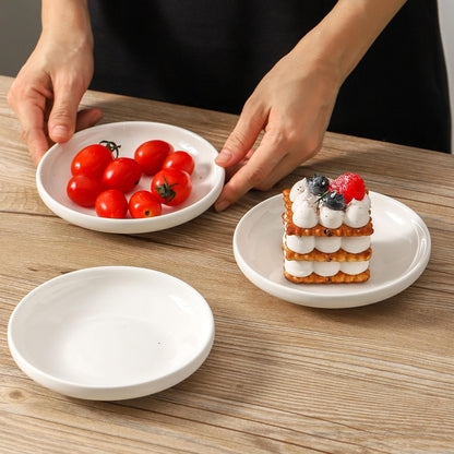 3 PCS Ceramic Cat Bowls, 5.5 in Pet Bowl Cat Dishes for Food and Water, Small Dog Dish(White)