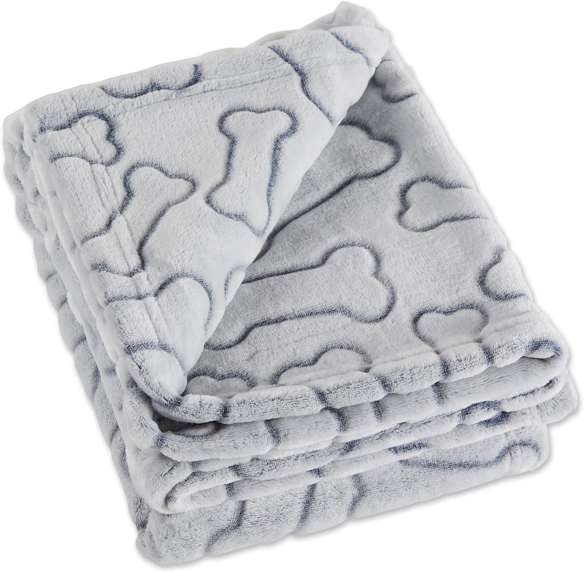 Bone Dry Embossed Bone Print Pet Blanket, 36x48", Gray