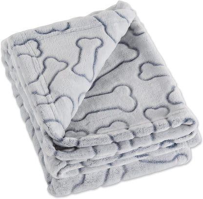 Bone Dry Embossed Bone Print Pet Blanket, 36x48", Gray